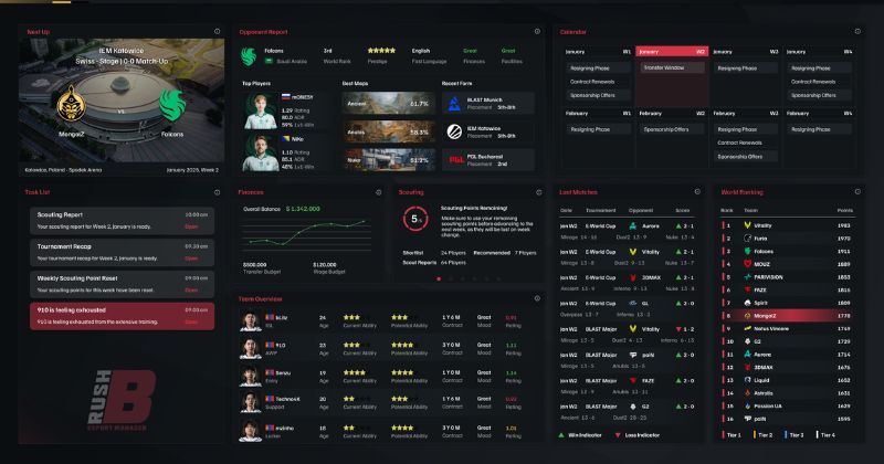 Rush B esports manager - financial management and budget overview
